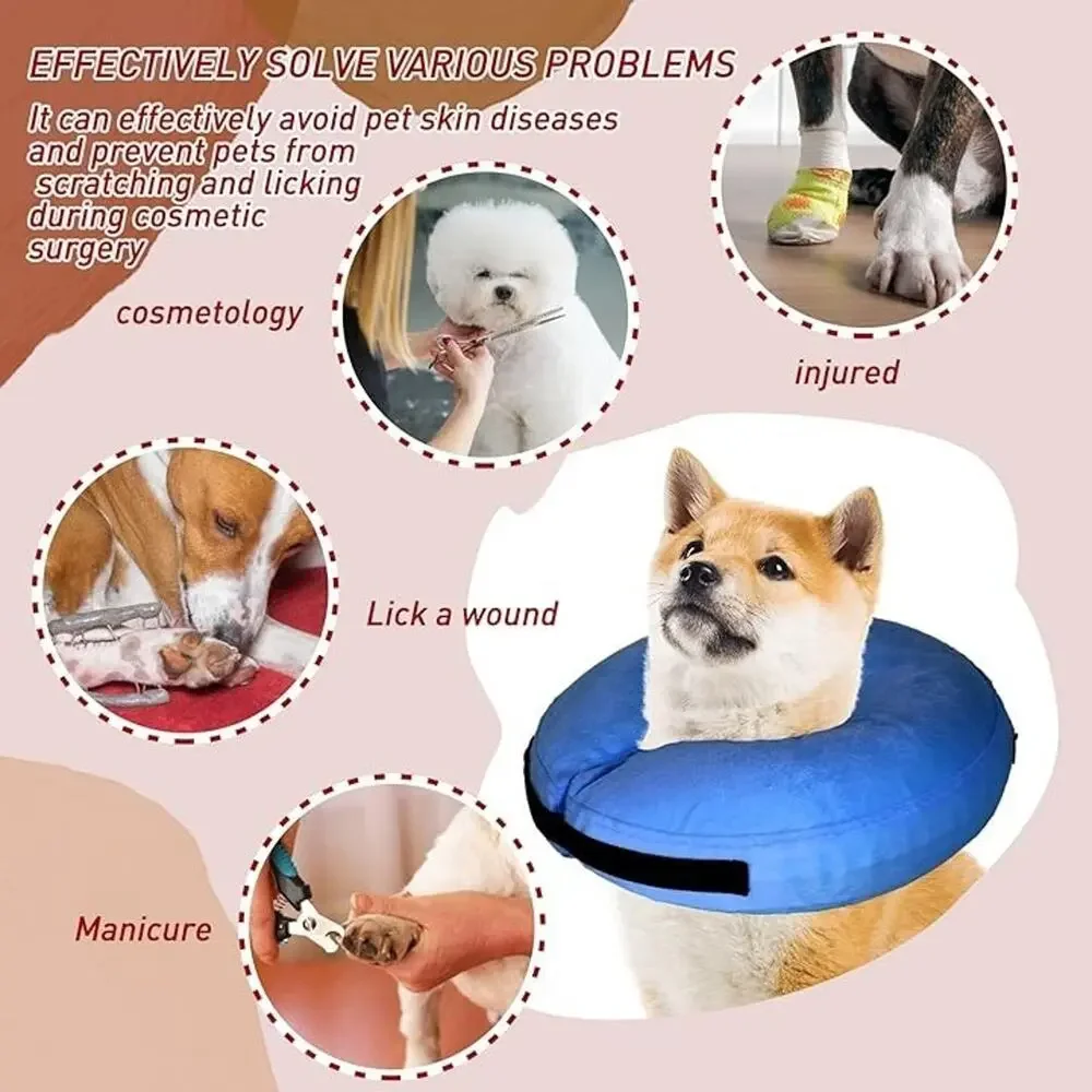 Tonqixope Inflatable Dog Recovery Collar Cone Alternative BLUE XL 18–25
